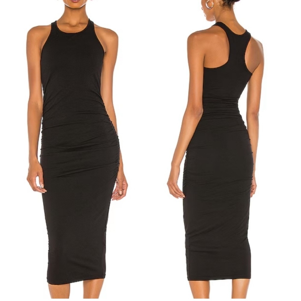 Michael Stars Ruched Racerback Dress, Black